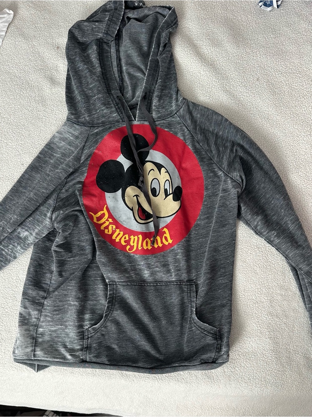 Disney Gray Hoodie with Red Mickey Circle Graphic